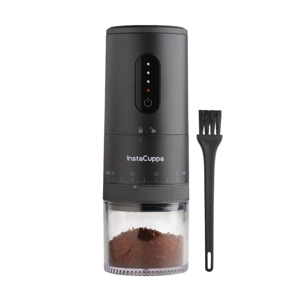 InstaCuppa USB Rechargeable Coffee Grinder for Busy Moms | External Grind Adjustment | Ceramic Burr | 2000mAh Battery | 25g Bean Capacity | Transparent Canister | Travel-Friendly & Easy to Clean-image-21