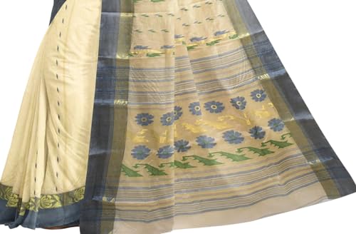 Generic blue banarasi silk saree in tussar silk – image 5