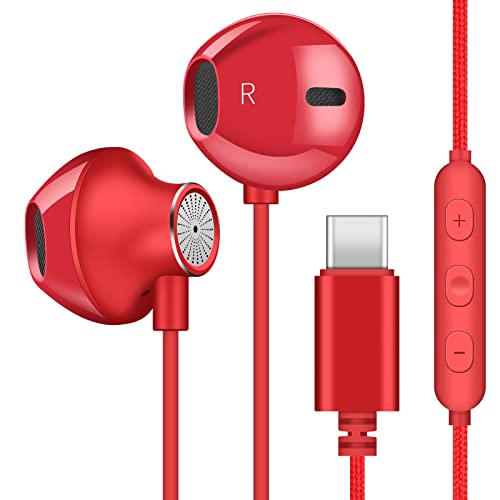 USB C Headphone, SAMONPOW Wired Earbuds for Samsung Galaxy S22 Ultra Earbuds with Microphone Noise Cancelling Headphones for Samsung Z Flip 3 Fold 2 S21 FE S22 iPad Mini OnePlus 10 Pro 8T Pixel 6 Pro