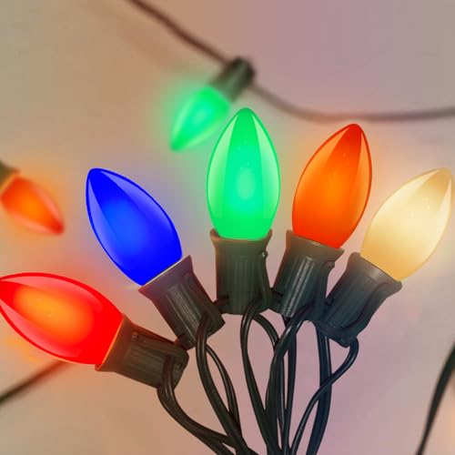 C9 LED Christmas Lights Outdoor 25Ft Outdoor Christmas Decorations String Light Waterproof with 26
