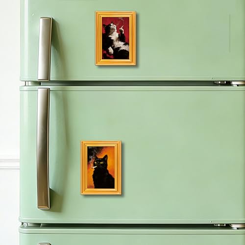 Imanes decorativos para refrigerador gato negro miniatura 6