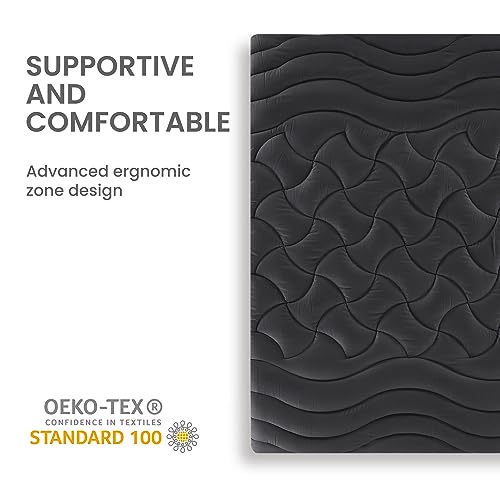 SLEEP ZONE Cooling Mattress Topper California King, Premium Zoned Cool Mattress Pad Cover, Padded Mattress Protector Breathable Washable, Deep Pocket 8-21" (Black, Cal King)