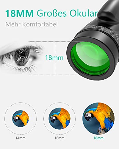 Monokular- DDKJ HD 12x50 Monokular Fernglas, Mini Fernrohr Monokular Scope, Handyhalter&Stativ, Monokular Handy für… – Bild 6