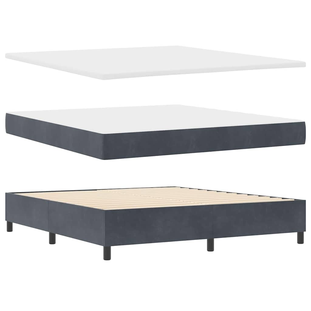 Samt Kopfteil Modernes Design Boxspringbett Dunkelgrau 180 x 200 cm
