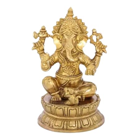 Statue de Ganesh Vighnaharta Ganpati en résine dorée pour la décoration intérieure