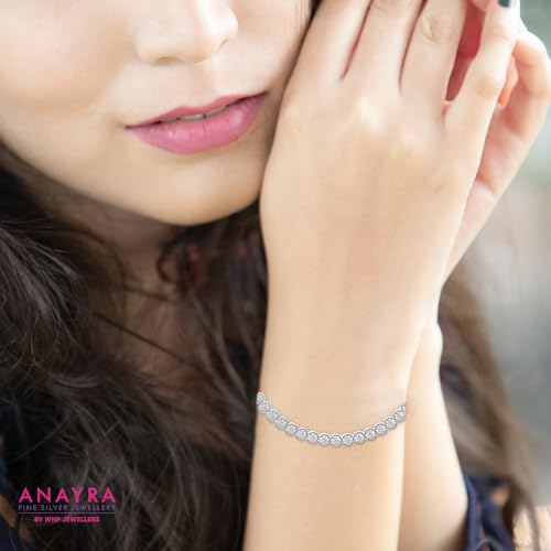 Image of 925 Sterling Silver Adjustable Tennis Bracelet for Women | Sparkly Crystal Design | Stylish Jewellery Gift for Her
