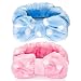 2 PCS Sweet Super Soft Caroset Wash Cosmetic Headband (Pink Polka Dots & Blue Polka Dots)