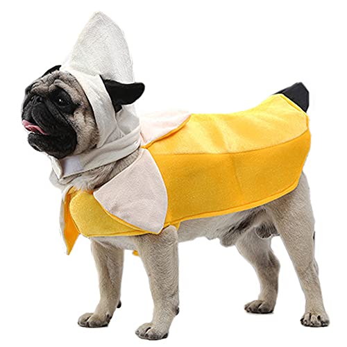 Kodervo Banana Dog Costume - Funny Halloween Dog Costume Fruit Shape Banana Cosplay Jumpsuit for Small Medium Large Dogs Special Events Dog Clothes Outfits - Dress Your Dogs Like Banana