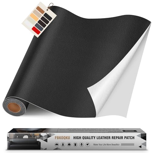 Juego de reparación de piel sintética autoadhesiva, color negro, 40 x 200 cm, para muebles, sofás, asientos de coche, bolsos, color negro