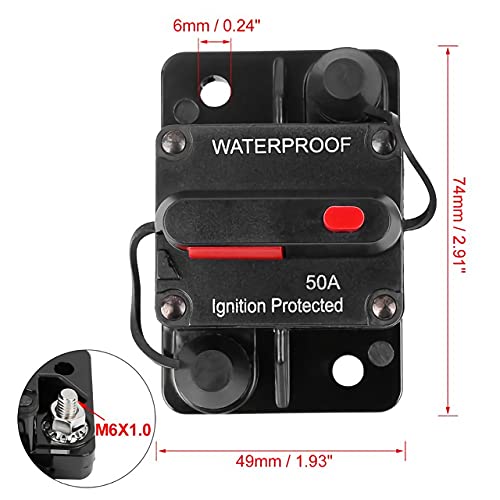 50A Circuit Breaker,12V- 48V Dc Circuit Breaker With Manual Reset Fuse For Trolling Motor Rv Marine Boat Vehicles System Protection Waterproof (50A) #TOP1