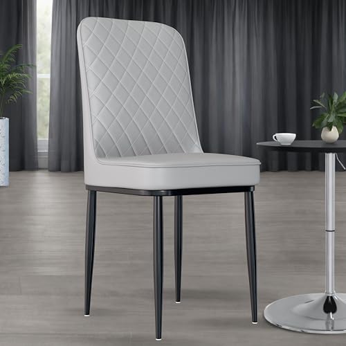 Image of Jewel Premium Leather Dining Chair with Strong Metal Legs, Cushioned Seat, Chair for Dining, Living Room, Bedroom & Balcony (Grey)