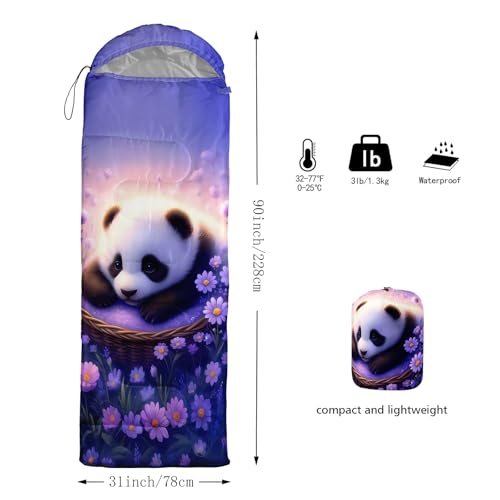 Bolsa de Dormir AILONEN para Camping con Diseño Panda21, Ligera, Impermeable, para 3 Estaciones, Tamaño 31" x 90" miniatura 3