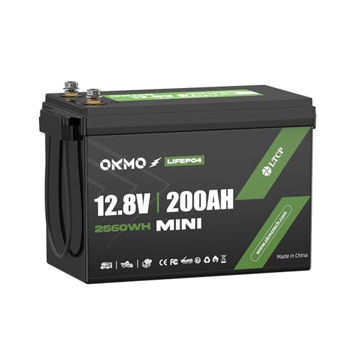 OKMO 200Ah LiFePO4 Battery 12V Updrade Mini Size, 10 Years
