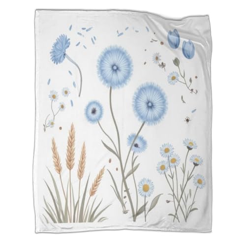 Plaid fleurs de pissenlit 3D en microfibre 150x200cm pour voyage et camping - 3