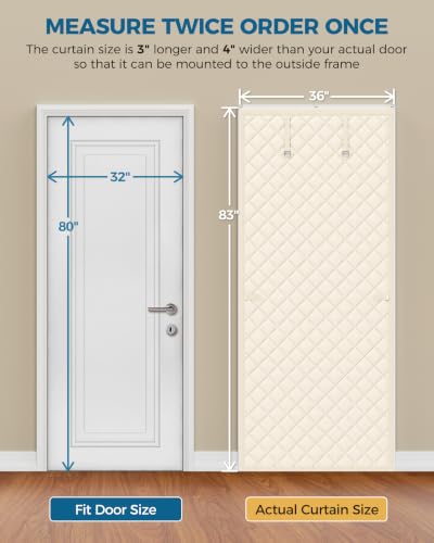 Image of Augblinds Thermal Insulated Door Curtain, One-Piece, Fits 32 x 80 in, Beige
