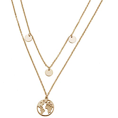 Preisvergleich Produktbild Chargances Bohemia Gold Abschleppketten mit Scheibenanhänger Gold Choker beliebt Boho einfach zart absolut schön handgefertigt gehämmert Gold Schmuck Geschenk für Frauen und Mädchen