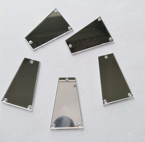 MEYA 50 Piezas de Espejo Trapezoidal para Coser en Diamantes de imitación, Parte Trasera Plana, Color Dorado Plata