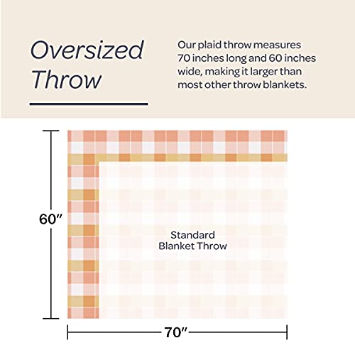 Lavish Home Desert Blush Plaid Soft Blanket-Oversized, Luxuriously Fluffy - Image 2