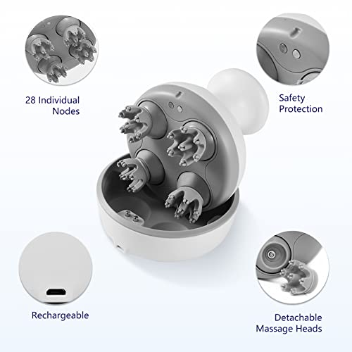 Alljoy Electric Scalp Massager, Cordless Electric Head Massager With Led Screen 4 Replacement Massager Heads Portable Head Scratcher For Stress Relax, Hair Growth And Deep Clean, Dog Cat Massager #TOP2