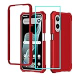 for Cricket Icon 6 Case/ATT Verge Case with Screen Protector,Cricket Icon 6 Phone Case Full Body Protection,Front Silicone Frame Frosted PC Back Military Grade Cover for AT&T Verge/Cricket Icon6 Red