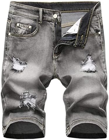 BetuslineMens Jean Shorts Distressed Ripped Denim Shorts Summer Casual Classic Straight Short Jeans
