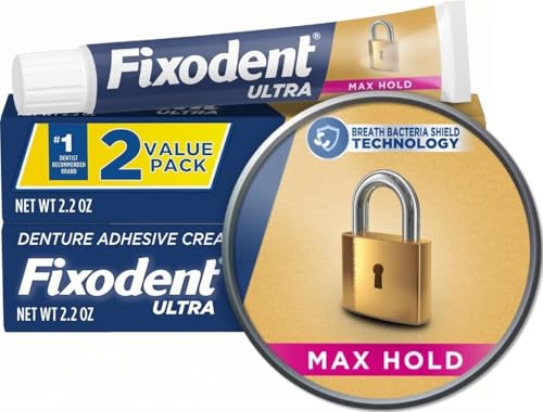 Fixodent Ultra Max Hold Denture Adhesive, White, 2.2 Oz...