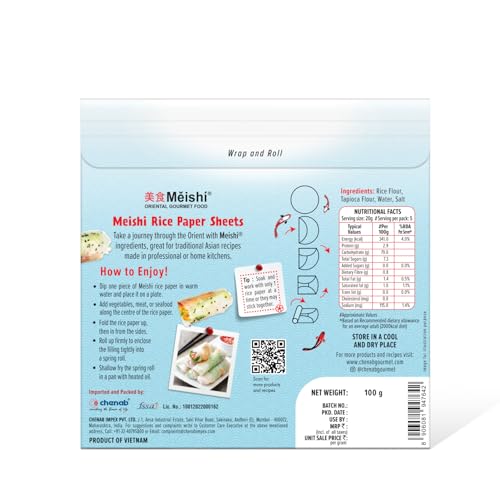 Image of Meishi Vietnamese Gluten Free Spring Rice Paper Roll | 100g | 16 cm | Edible Rice Paper Sheets | Spring roll Wrapper