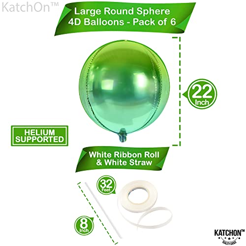 Image of KatchOn, Gradient Green Balloons - 22 Inch, Pack of 6 | XtraLarge Green Foil Balloons for Green Birthday Decorations, Tropical Party Decorations, Eid Decor, Graduation Decorations 2026
