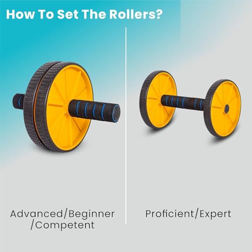Image of Abs Roller for Men & Women Ultimate Gym Roller for Effective Abs Workout Home Workout, Gym Ab Roller Workout Equipment for Abdominal Ab Roller Home Exercise Mat -Yellow Black
