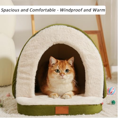 Niche pour chat et chien pliable ERNAN (Vert, S) panier 2 en 1 - 3