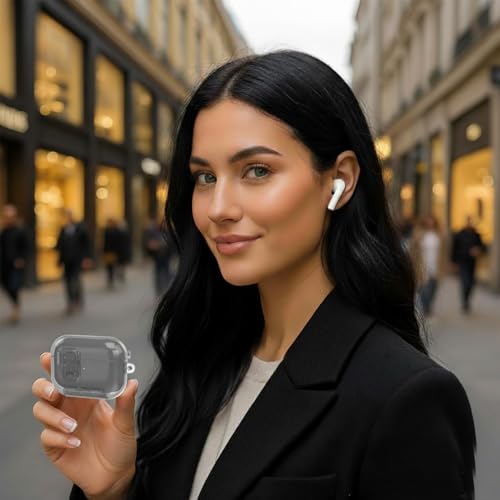 Image of Meyaar for AirPods Pro 3 Case, Clear Magnetic Automatic Lock Cases with Phone Stand with Keychain Case for Airpod Pro 3 for Men & Women (Black)