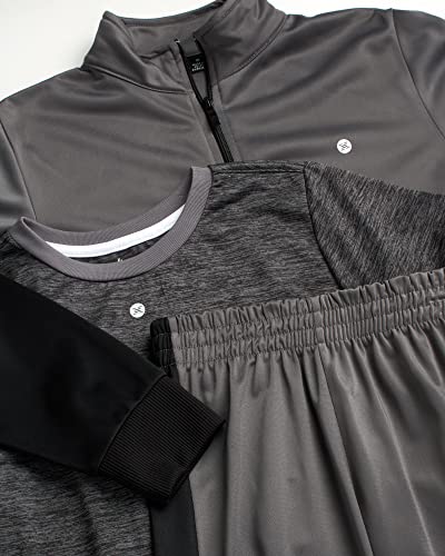 RBX Boys Sweatpants Set - 3 Piece Tricot Boys Joggers T Shirt and Zip Up Kids Sweatshirts Activewear Athletic Sets (8-12)3