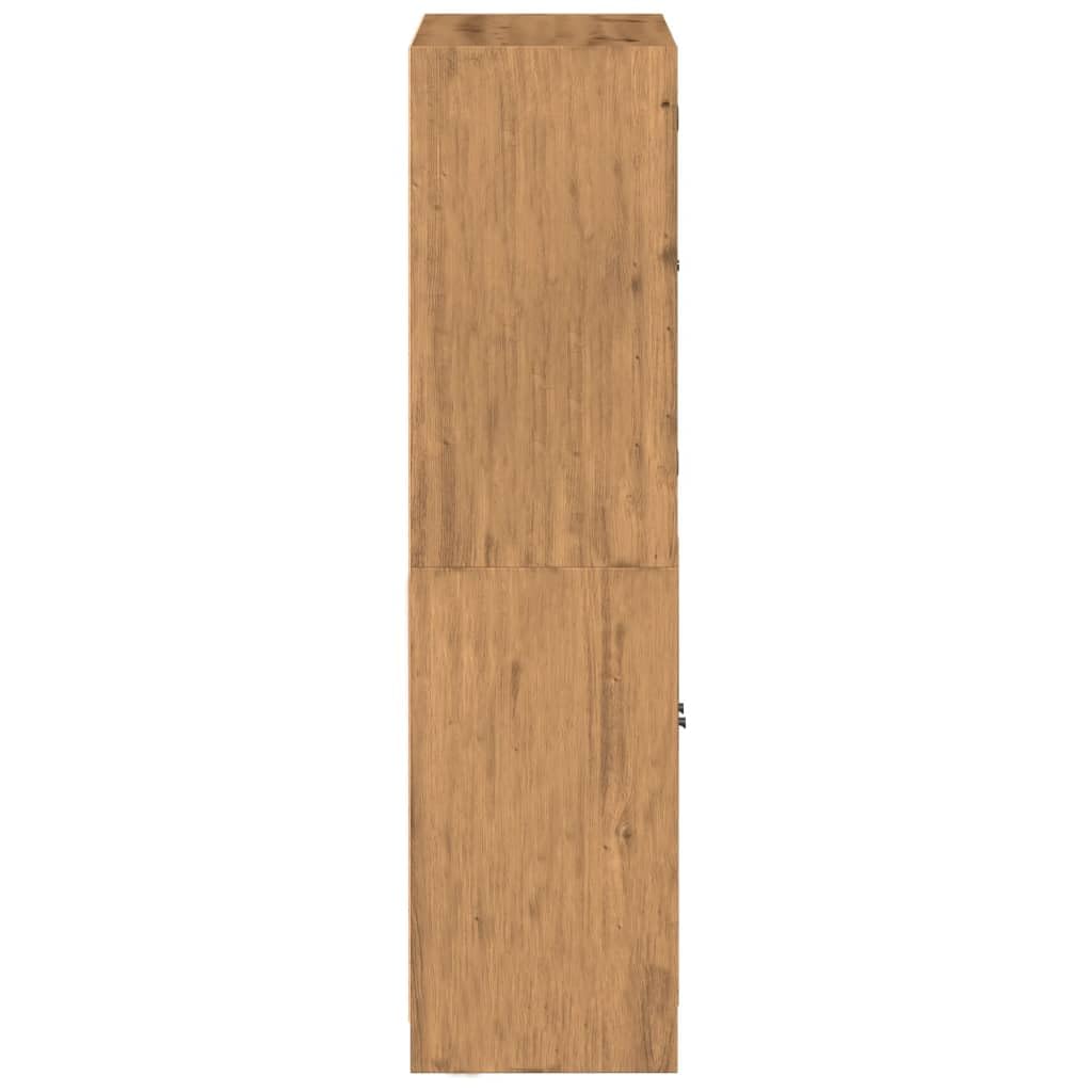 Homgoday Armario alto con puertas, armario multiusos para salón, roble Artisan, 68 x 37 x 142 cm, material de madera