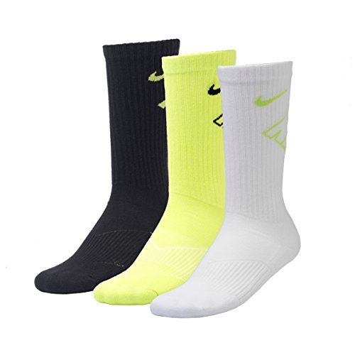 Nike Kids Boy's Graphic Cotton Cushion Crew 3-Pair Pack (Little Kid/Big Kid) Cyber/White/Black MD (5-7 Big Kid Shoe)
