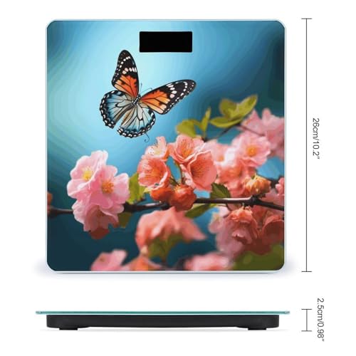 Báscula Digital de Baño Mariposa con Flores Precisión Alta miniatura 2
