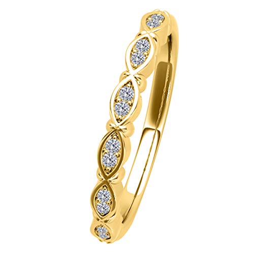 MauliJewels Diamond Wedding Bands For Women | 0.10 Carat Round Diamond Engagement Band 10K Solid White Rose Yellow GoldJewelry Collection2