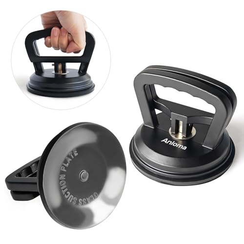 Anloma バキュームリフター 強力 ガラス 吸盤 サクションカップ ボディ凹み吸盤 ワンタッチ吸盤式 ガラス装着用 荷物運搬 アルミ合金 耐荷重55kg（黒、2個）