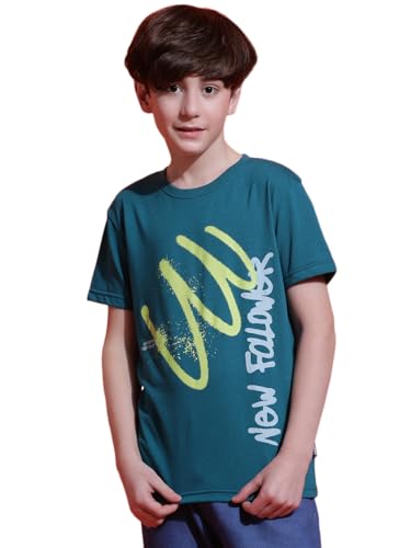Image of Li'l Tomatoes Boys Cotton T-Shirt | Graphic Printed Half Sleeve Casual Summer Wear | Soft & Breathable | 9-16 Years