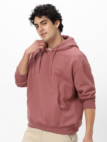 Image of Urbano Fashion Men's Cotton Solid Oversized Hooded Neck Sweatshirt