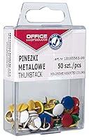 OFFICE PRODUCTS 18195563-99 Metallene Reißnägel Rund / 50 Stück/Kunststoffummanteltes Metall/Farbig sortiert/in der Packung/in Hängebox/für Büro oder DIY/Reißzwecken