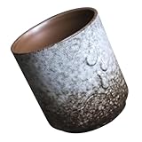 Uonlytech Taza de Té Japonesa de Cerámica Gruesa Estilo Rústico, Color Claro, Tamaño Grande, Resistente al Calor para Oficina y Hogar, Taza Práctica para Té Kung Fu y Bebidas Tradicionales