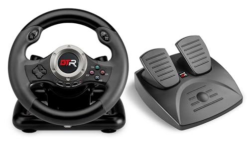 JINSHU 2 GTR RACING WHEEL - INDECA Volante de Carreras con Pedales (compatible con Playstation 4, Playstation 3, Xbox, Switch y PC)