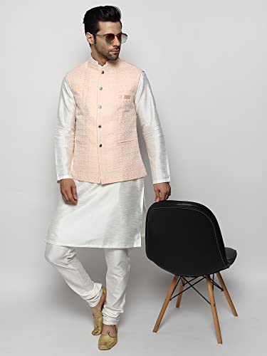 Image of Uri and MacKenzie Men's Silk Blend Kurta Pajama with Designer Ethnic Nehru Jacket /Modi Jacket