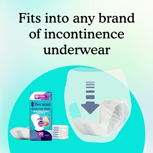 Image of Because Overnight Booster Pads Fit All Adult Diapers, Helps Keep Your Adult Diaper Active All Night, Adds 4 Cups to Incontinence Underwear, Extra Absorbency, 180 Count (Packaging May Vary)