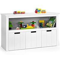 COSTWAY Spielzeugschrank Holz, Spielzeug-Organizer für Kinder, Aufbewahrungsschrank mit 3 Schubladen, Kommode Sideboard für Kinderzimmer & Wohnzimmer, Kommode Kinderschrank, 102x33x61,5cm