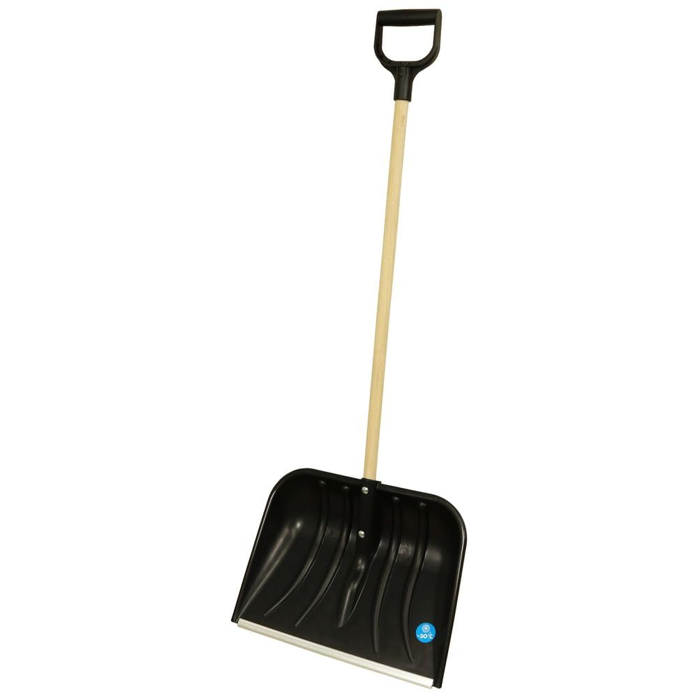 MePla Pala da neve Smart 48 con manico in legno robusto e bordo in alluminio robusto – La pala è perfetta per l'inverno – Acquisto veloce ed economico