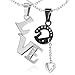 Produktbild ORDO Diamonds® Zirkonia, Stahl 304L Anhänger, schwarze Farbe, silberne Farbe, klare Steine, 304L Stahl, hängendes Herz, glänzender Anhänger, Aufschrift"LOVE"