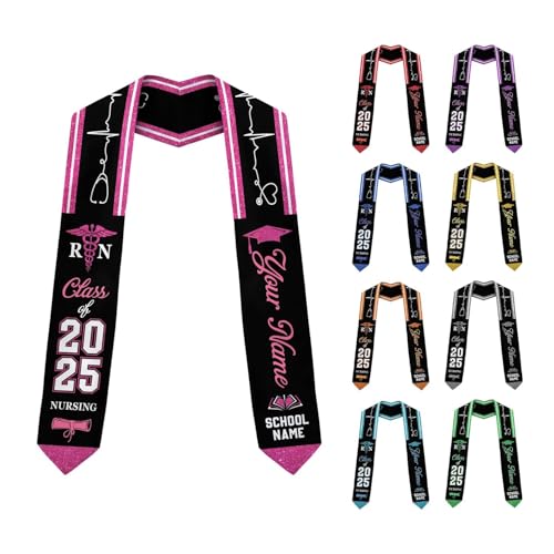 MonkeyVan Personalized Graduation Stole for Nursing Student, Nursing Stole Graduation 2025, RN Nursing Sash Grad Gifts S303