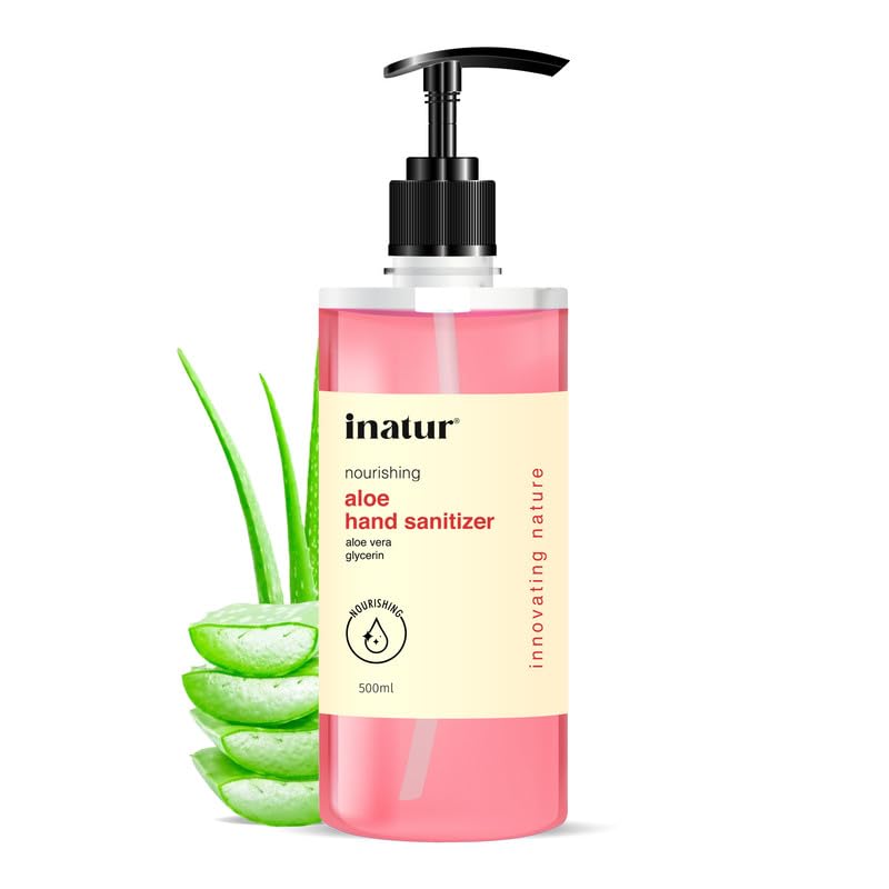 Image of inatur Pure & Refining Hand Sanitizer Gel | Alcohol-Based, Kills 99.9% Germs | Antibacterial Disinfectant | Gentle on Skin & Safe for Surfaces | Gel Hand Sanitizer 500ml for Effective Daily Hygiene