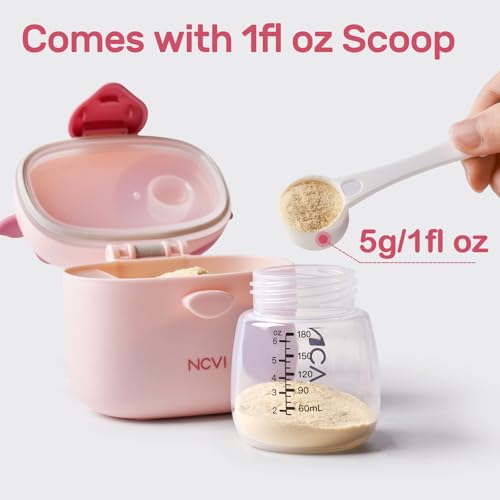 Image of NCVI Baby Formula Dispenser On The Go, Formula Container To Go, Formula Holder for Travel, Outdoor Picnic with Baby Infant, Portable Container for Milk Powder, Snacks, Candy, Fruits (Pink)